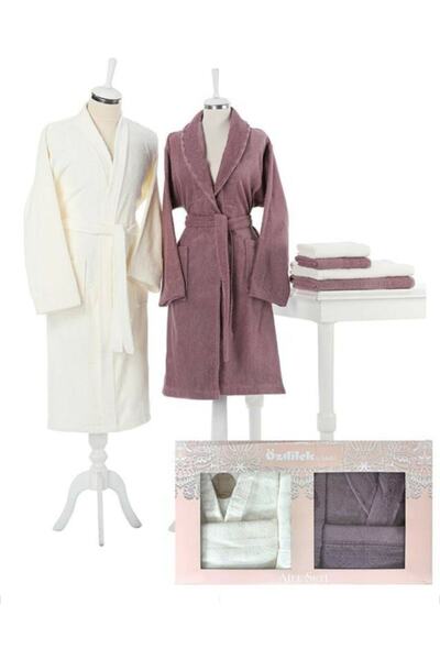 Özdilek Set halate de baie Orkide 6 piese - Prune crem