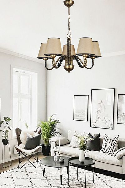 VENON Güven Chandelier - 5-Piece Berfu Lampshade, Brown Black Yellow Patina, 0053760