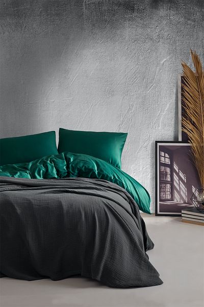Berolige Unisex 4 Layers Muslin Cotton Single Pique - Bedspread - Unpadded Anthracite