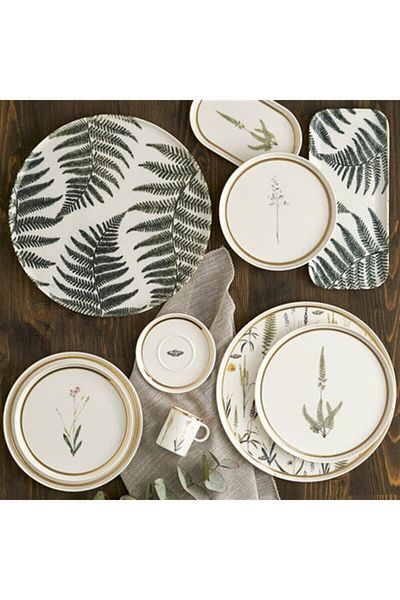 Porland Botanical Patterned 4 Single Flat Plates - 21cm