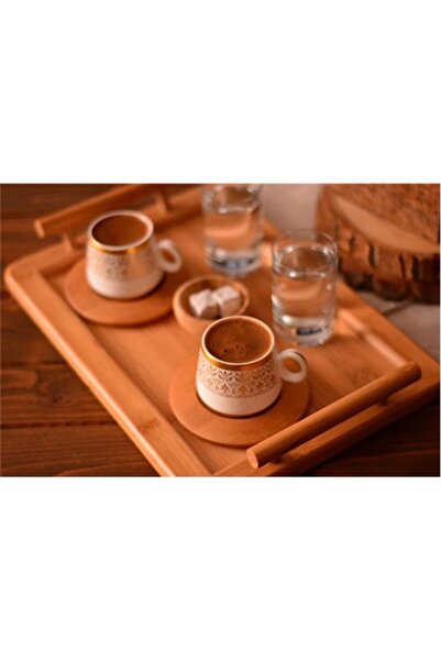 Bambum Ottoman Coffee Set for 2 People Gold Patterned