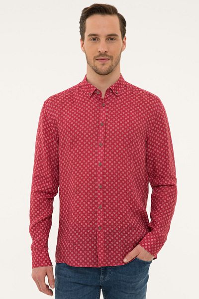 Pierre Cardin Burgundy Regular Fit Shirt