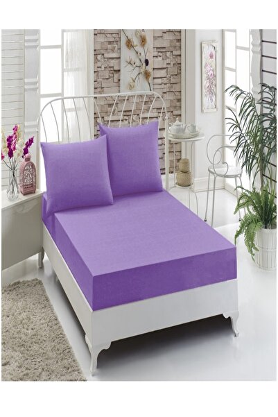 Taç Ranforce Fitted Çift Kişilik Çarşaf Seti 180*200 Koyu Lila