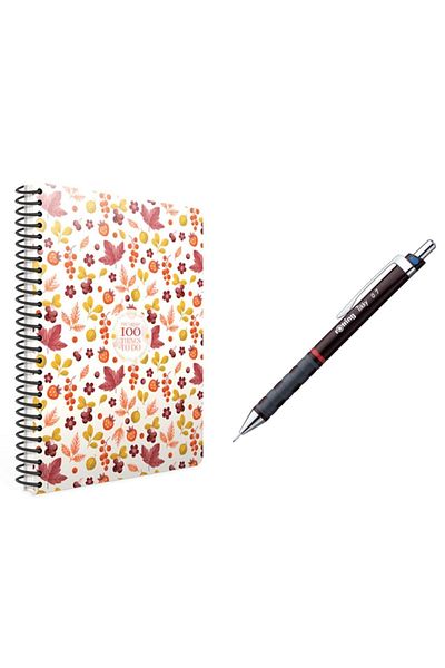 Gıpta Rotring Versatil Tıkky 0,7 Burgundy + 100 lucruri în carouri maro în spirală
