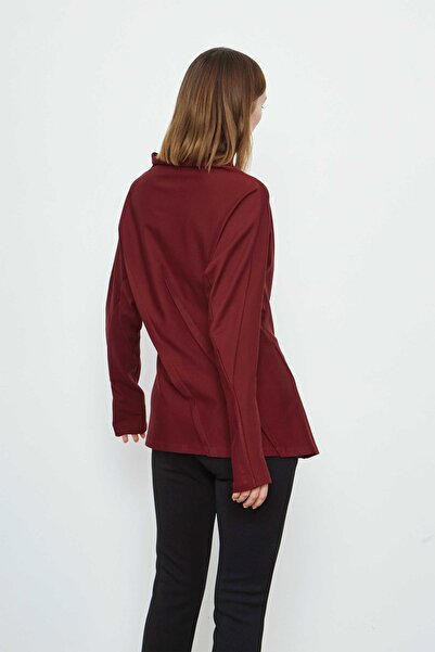 VERDA Women's Burgundy Low Collar Blouse