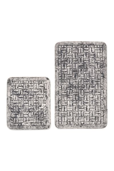 Alanur Home Domino Cotton 2 Pack Χαλάκι Πόρτας Αντίκα Γκρι