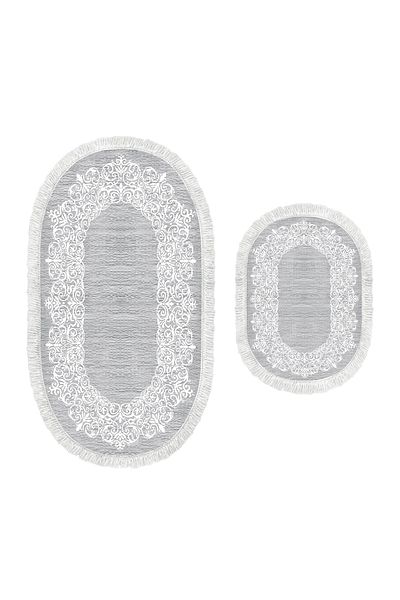 Alanur Home Σετ Τουαλέτας Dekoreko Digital Fringed Oval 1811 Pattern 1
