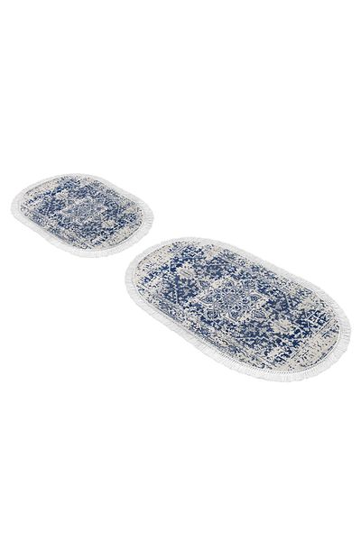 Alanur Home Set de toaletă oval cu franjuri digital Dekoreko 2069 Model 1