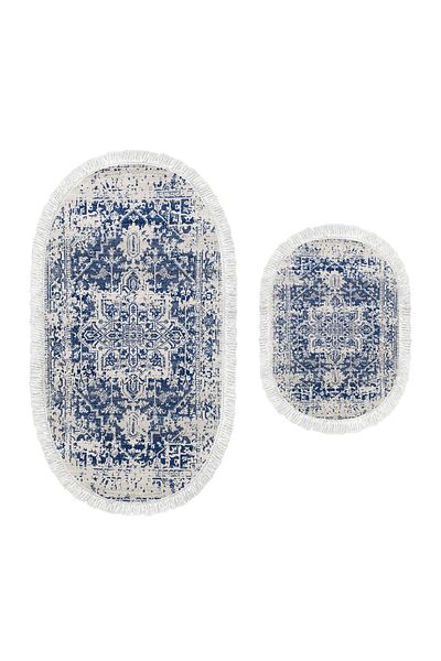 Alanur Home Set de toaletă oval cu franjuri digital Dekoreko 2069 Model 1