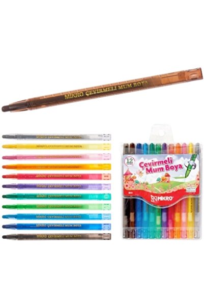 Mikro 12'li Çevirmeli Mum Boya 12 Renk Silinebilir Mum Boya