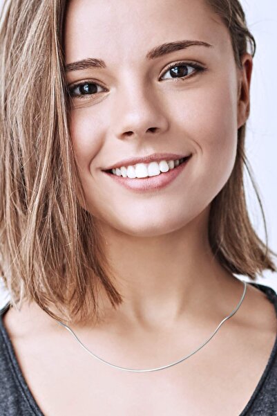 VELCCİ VELCCI Kadın Gümüş İtalyan Yassı Yılan Zincir Rodyum Kaplama Rodajlı Ezme Kolye Özel 1mm Mücevher