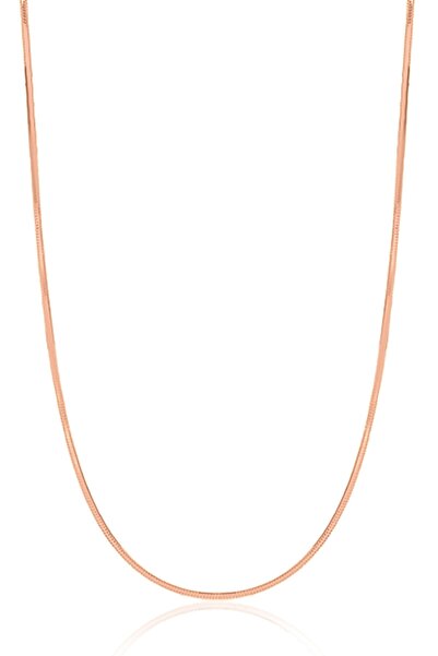 VELCCİ Velccı Kadın Gümüş Italyan Yassı Yılan Zincir Rose Kaplama Ezme Kolye Özel 1mm Mücevher