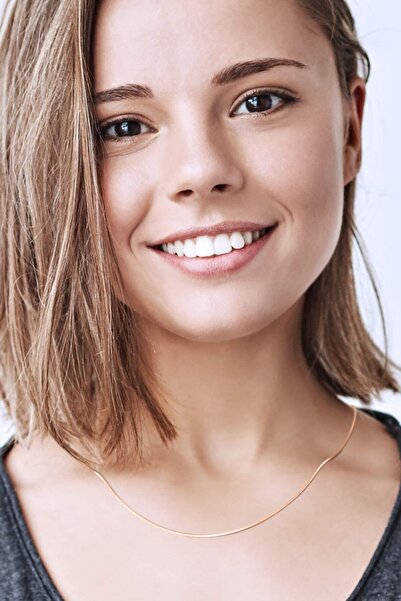 VELCCİ Velccı Kadın Gümüş Italyan Yassı Yılan Zincir Rose Kaplama Ezme Kolye Özel 1mm Mücevher