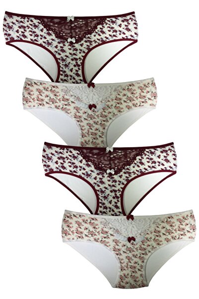 CottonStar Kadın Büyük Beden Dantelli Külot 4'lü Mix Paket