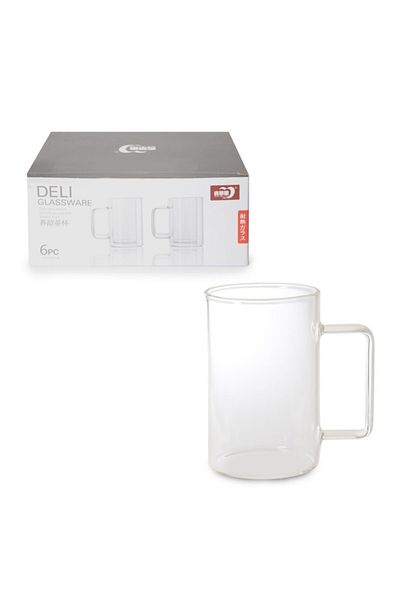 İpek Brosilicate 6-Piece Tea - Coffee Cup with Handle 270 ml (Fire Resistant)