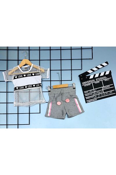 Tarzkids Love Girl Suit with Mesh Shorts