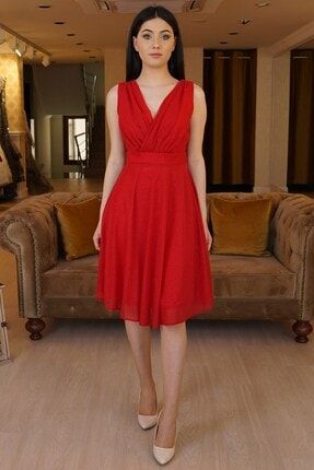 Springstore Kadin Kirmizi Simli Kisa Elbise P 0000001699 Kirmizi Trendyol