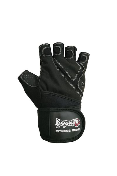 Dragondo Black Fitness Gloves - Body with Wrist Bandage and Weight Detail
