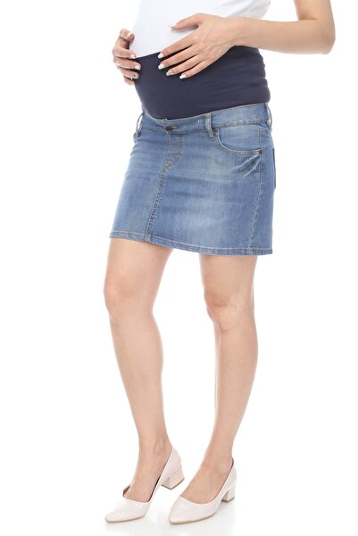 MİMBA Denim Kısa Hemile Kot Etek