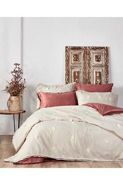 Ecocotton %100 Org Pmk Keten Yatak Örtüsü Nisa Bej