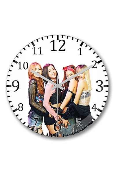 Baskı Dükkanı ساعة حائط Blackpink Group من الزجاج الحقيقي المنحني