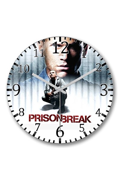 Baskı Dükkanı ساعة حائط بريزون بريك من الزجاج الحقيقي المنحني