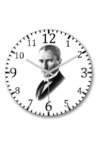 Baskı Dükkanı Ceas de perete Mustafa Kemal Atatürk Bombeli Sticlă Reală