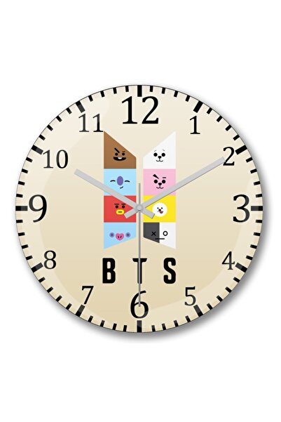 Baskı Dükkanı Bts Bt21 - شخصيات منحنية لساعة الحائط الزجاجية الحقيقية