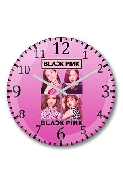 Baskı Dükkanı Blackpink Duvar Saati Bombeli Gercek Cam
