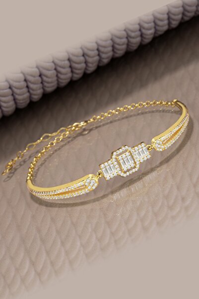 By More Baget Taşlı Kelepçe Gümüş Bileklik