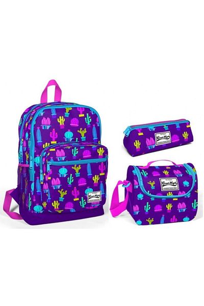 Yaygan Çanta Set de genți pentru școala primară Coral High Purple Cacti