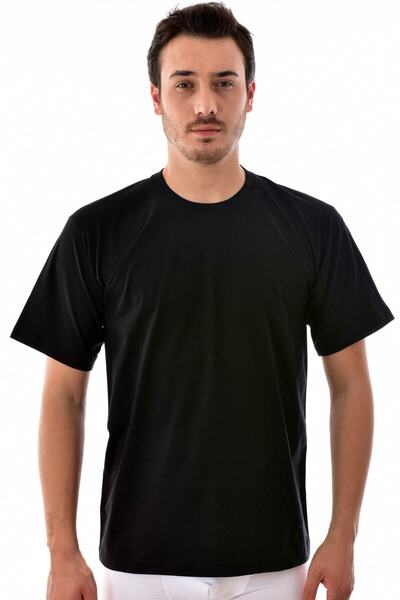 Tutku 3 قطع قميص داخلي رجالي أسود نصف كم 0105