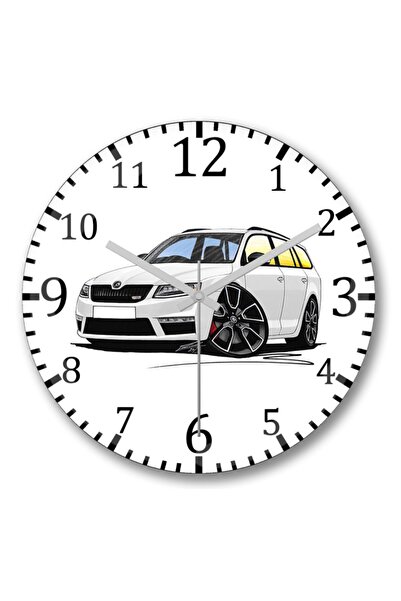 Baskı Dükkanı ساعة حائط سكودا اوكتافيا Mk3 Vrs Estate من الزجاج الحقيقي المنحني