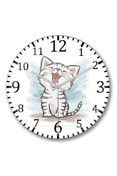 Baskı Dükkanı Ceas de perete Pisică Pisici Colorate Bombeli Sticlă Reală