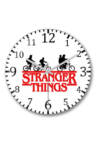 Baskı Dükkanı Stranger Things Duvar Saati Bombeli Gercek Cam