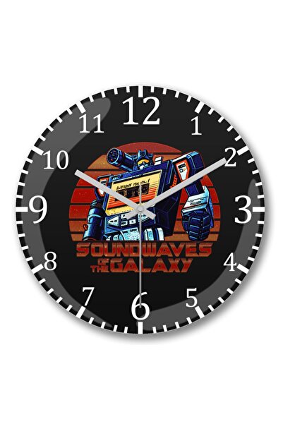 Baskı Dükkanı ساعة حائط ترانسفورمرز ساوند ويفز أوف ذا جالاكسي من الزجاج الحقيقي المنحني