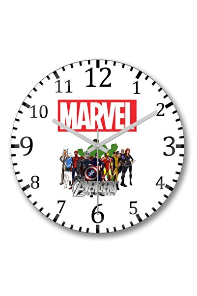Baskı Dükkanı Ρολόι τοίχου Marvel Avengers - Πραγματικό γυαλί με κάμψη
