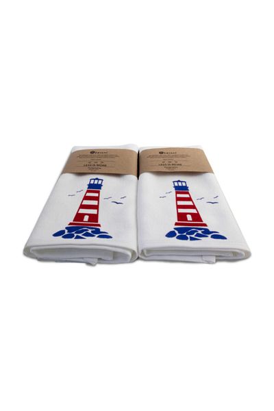 Ebsem Marine Series 2-Piece Bathroom Kitchen Hand Towel Sets - Lighthouse Pattern (2 Pieces)