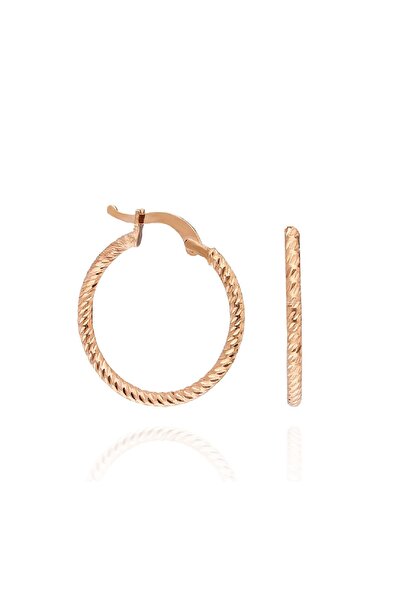 Trend Silver Kadın Gümüş Lazer Işlemeli Rose Halka Küpe