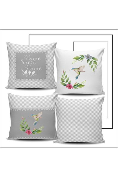 Alacastore Set de 4 huse de pernă din catifea cu modele de culoare uni