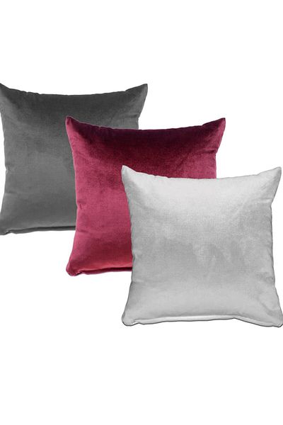 Alacastore Set de 3 huse de pernă din catifea de culoare uni