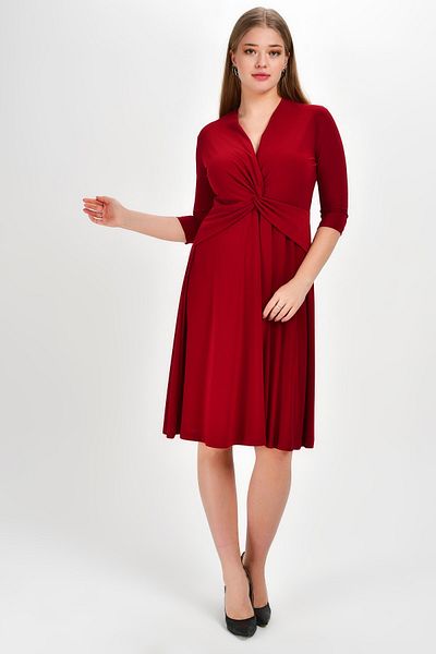 Laranor Women's Burgundy Twist Collar Dress 19Lb9193