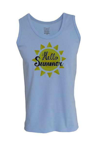 Raf Coll Мъжка синя тениска с тиранти с щампа Hello Summer