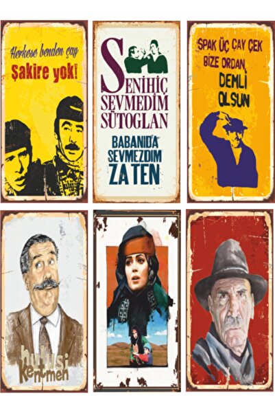 Hayat Poster Yeşilçam Poster Seti -3 Retro Ahşap Poster
