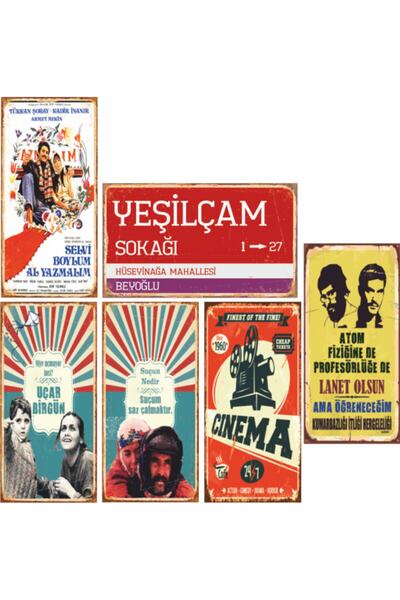 Hayat Poster Yeşilçam Retro Ahşap Poster Seti - 4
