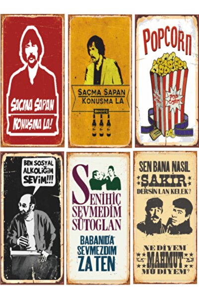 Hayat Poster Behzat Ç Yeşilçam Temalı 6lı Ahşap Poster Seti