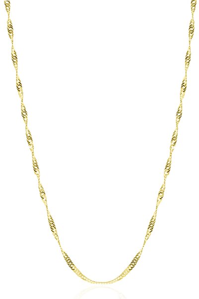 VELCCİ Kadın Gümüş Singapur Burgulu Zincir 24 Ayar Altın Kaplama Burgu Kolye Özel 1.2mm Mücevher