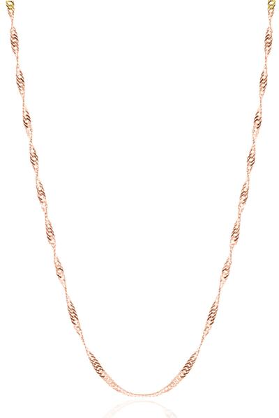 VELCCİ Kadın Gümüş Singapur Burgulu Zincir Rose Kaplama Burgu Kolye Özel 1.2mm Mücevher