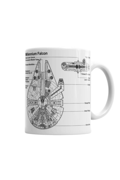 Baskı Dükkanı Star Wars Melennium Falcon Mug Cup Porcelain