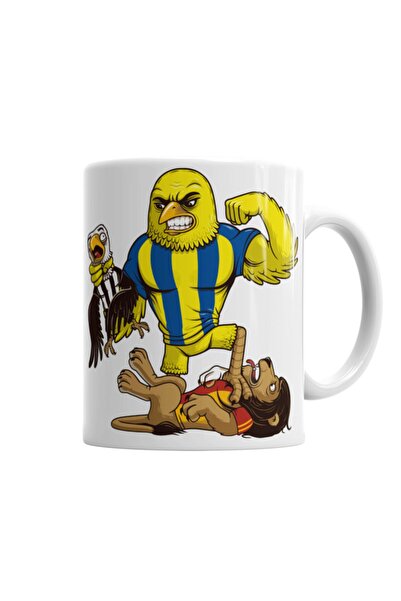Baskı Dükkanı Kanarya Kartal Aslan Boğazlıyor Sarı Lacivert Kanarya Kupa Bard...